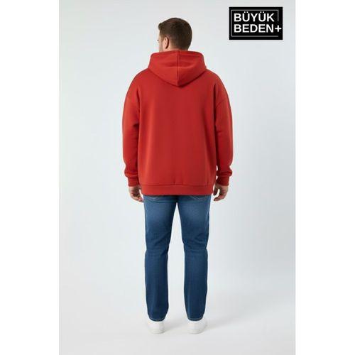 Erkek Büyük Beden Brooklyn 1970 Baskılı Kapüşonlu Sweatshirt SPR26BSW964