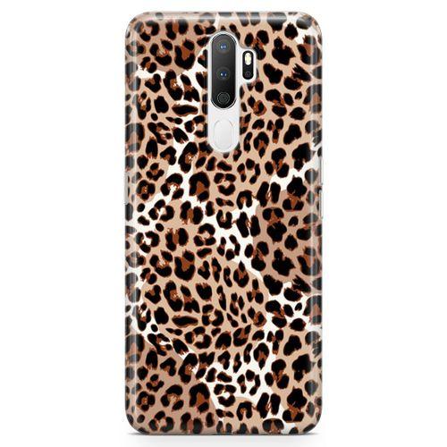 Oppo A5 2020 Kılıf Beyazlı Leopar Arka Kapak Koruma Desenli Full Koruyucu