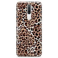 Oppo A5 2020 Kılıf Beyazlı Leopar Arka Kapak Koruma Desenli Full Koruyucu