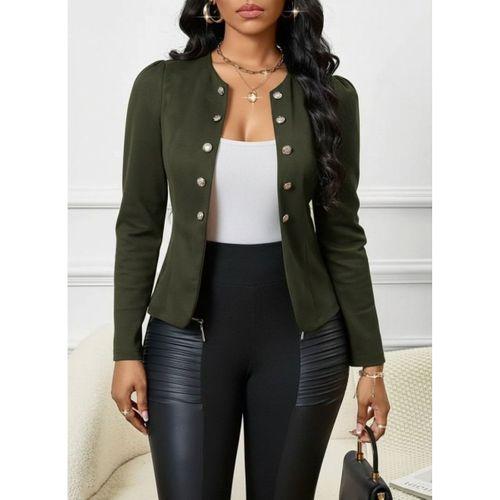 Kadın Uzun Kollu önü Açık Düğmeli Kısa Süet Ceket