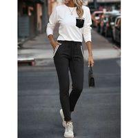 Kadın Uzun Kollu Bisiklet Yaka Cepli Viskon Iki Iplik Bluz Ve Pantolon Ikili Takım