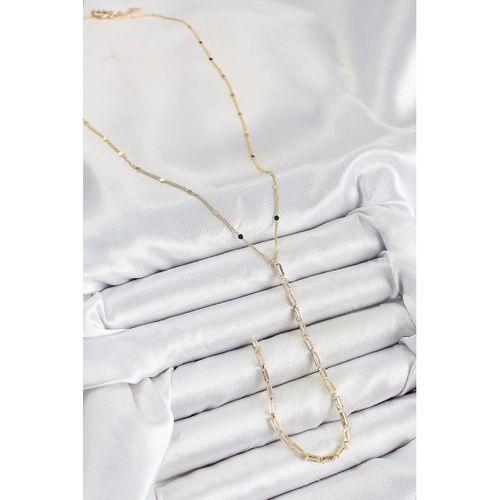 Pirinç Zirkon Taşlı Model Gold Renk Y Kolye
