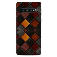 Samsung Galaxy S10 Kılıf Patchwork (1) Kılıfı Kahverengi Bordo