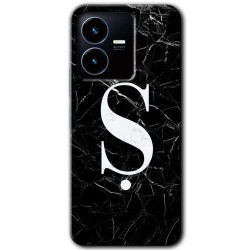 Vivo Y22s Kılıf HD Desen Baskılı Arka Kapak - Siyah Mermer Desenli Ş Harfi