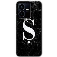 Vivo Y22s Kılıf HD Desen Baskılı Arka Kapak - Siyah Mermer Desenli Ş Harfi