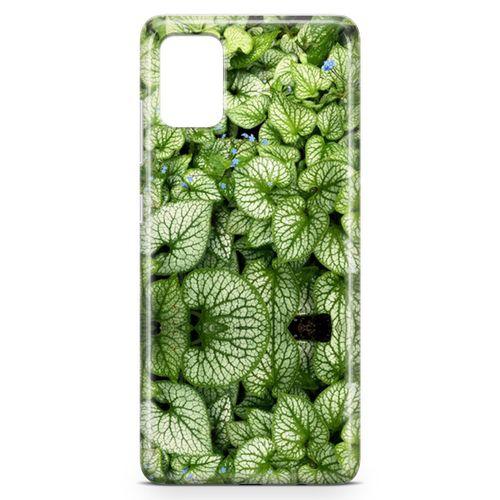 Samsung Galaxy A51 Kılıf Mavi Çiçekli Yapraklar Arka Kapak Koruma Desenli Full Koruyucu