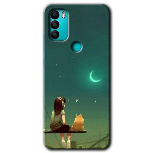 General Mobile GM 21 Plus HD Baskılı Kılıf + 9D Tam Ekran Koruyucu - Kedili Kız