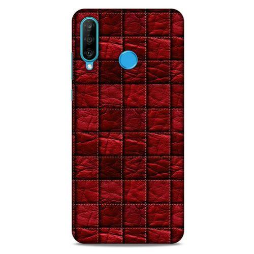 Huawei P30 Lite Kılıf Patchwork (12) Koruyucu Silikon Kırmızı Bordo