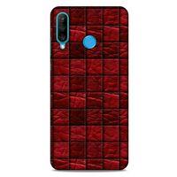 Huawei P30 Lite Kılıf Patchwork (12) Koruyucu Silikon Kırmızı Bordo
