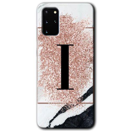 Galaxy S20 Plus Kılıf HD Desen Baskılı Arka Kapak - Pembe Mermer Desenli I Harfi + Kırılmaz Cam