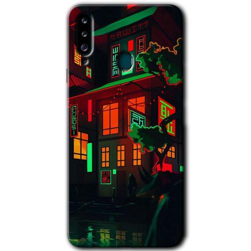Samsung Galaxy A20s Kılıf Baskılı Kapak - China Street +Tam Kaplayan Mat Seramik