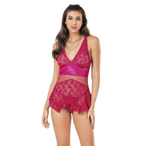 Kadın Dantel Asimetrik Süper Mini Fantazi Gecelik Moongirl - 440