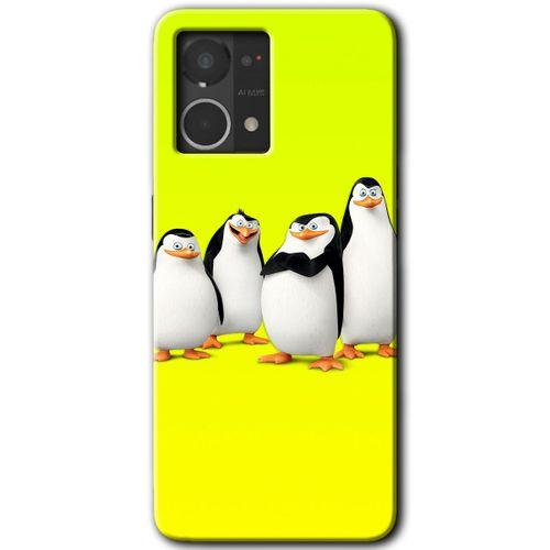 Oppo Reno 7 4G Kılıf HD Desen Baskılı Arka Kapak+Temperli Cam - Penguenler