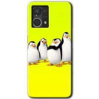 Oppo Reno 7 4G Kılıf HD Desen Baskılı Arka Kapak+Temperli Cam - Penguenler