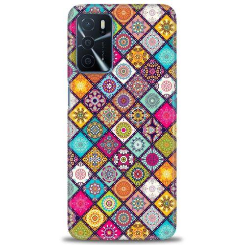 Oppo A16 Kılıf HD Baskılı Kılıf - Renkli Mozaik + Tam Ekran Koruyucu