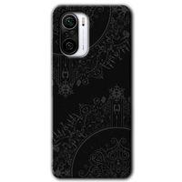 MRCİLETİSİM Xiaomi Redmi K40 Pro Kılıf HD Desen Baskılı Arka Kapak + Temperli Cam - Siyah Mandala