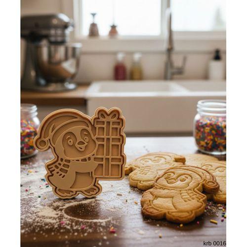 Hediye Tutan Penguen Sekillendirici Kalip Kurabiye Hamur Kesici Oyun ve Seker Hamuru Seti