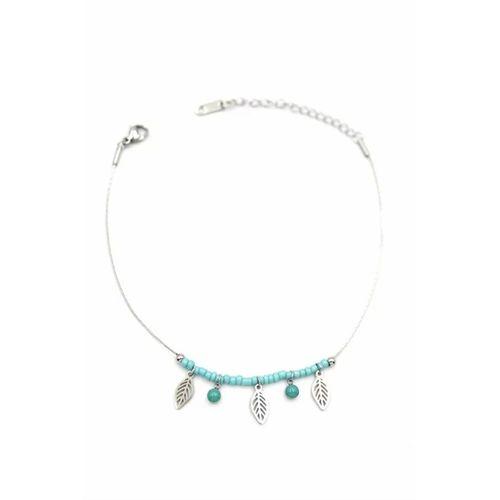 Boncuklu Yonca Halhal - Gümüş