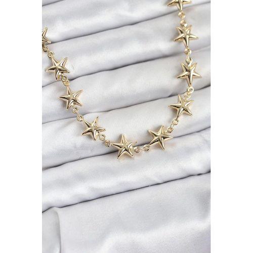 Yıldız Model Pirinç Gold Renk Kadın Kolye
