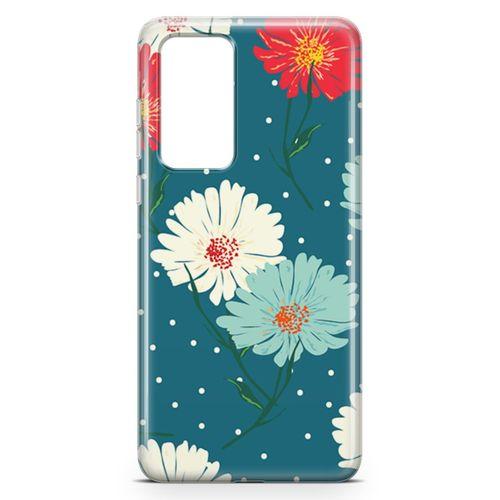 Huawei P40 Kılıf Karlı Çiçekler Arka Kapak Koruma Desenli Full Koruyucu