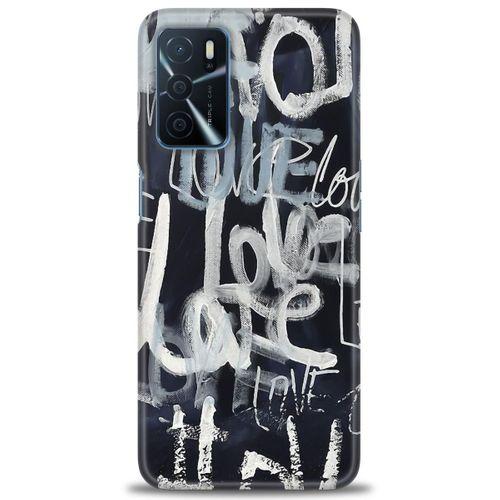 Oppo A16 Kılıf HD Baskılı Kılıf - Gri Love + Tam Ekran Koruyucu