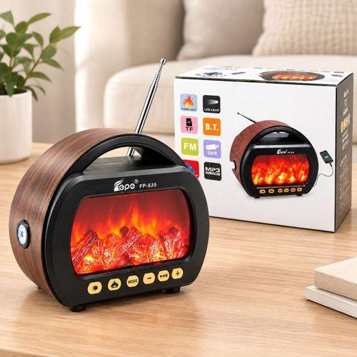 Fenerli Şömineli Bluetooth Radyo Hoparlör (AM/FM/SW, USB/Type-C, TF)