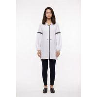 Uzun Kol Dicle Bağcıklı V Yaka Yazlık Şile Bezi Tunik Beyaz Byz