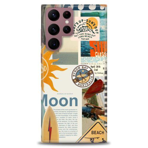 Samsung Galaxy S22 Ultra Kılıf HD Baskılı Kılıf - Moon + Tam Ekran Koruyucu