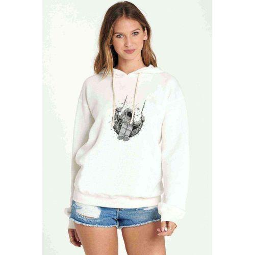 Astronot Ay Salıncak Baskılı Beyaz Kadın Kapşonlu Sweatshirt