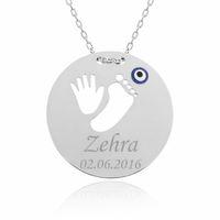 Gümüş El Ayak İzi İsimli Anne Kolyesi