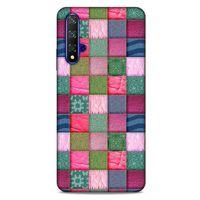 Huawei P Smart S Y8P Kılıf Patchwork (35) Fit Design Kılıf Toz Pembe Lacivert