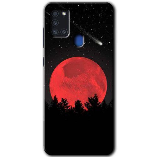 Samsung Galaxy A21s HD Baskılı Kılıf + 9D Tam Ekran Koruyucu - Kanlı Ay