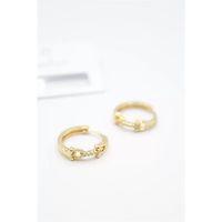 Taşlı Halka Küpe - Altın