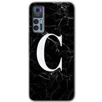 TCL 30 Kılıf HD Desen Baskılı Arka Kapak - Siyah Mermer Desenli C Harfi