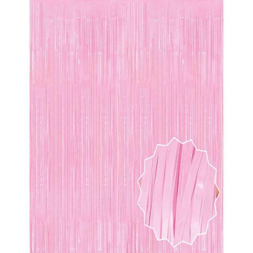 Soft Pembe Püsküllü Kapı Perdesi - Parti, Baby Shower, Cinsiyet Partisi 1x2 m