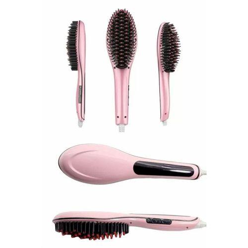 Elektrikli Saç Düzleştirici Tarak Saç Düzleştirici Fırça Sıkı Dişli Pembe