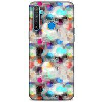 Oppo Realme 5i Kılıf Pastel Renkler (8) Baskılı Kılıf Turkuaz Beyaz