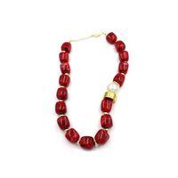 Boncuklu İnci Kolye - Kırmızı