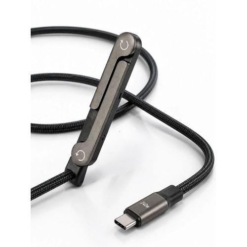 Örgülü 240w Type-c Katlanabilir Telefon Standlı Şarj Kablosu