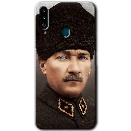 Samsung Galaxy A20s Kılıf Baskılı Kapak - Başkomutan Atatürk + 5D Tam Kaplayan Cam