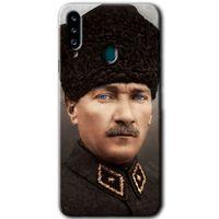 Samsung Galaxy A20s Kılıf Baskılı Kapak - Başkomutan Atatürk + 5D Tam Kaplayan Cam