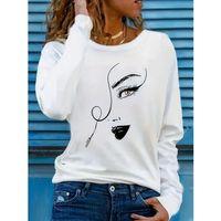 Kadın Uzun Kollu Bisiklet Yaka Yüz Desenli Viskon Bluz