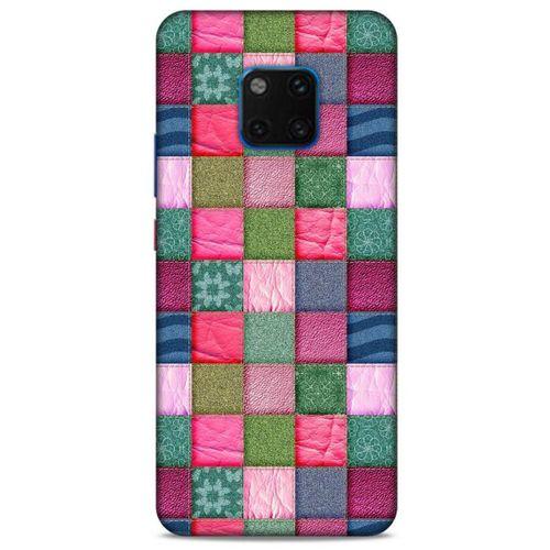 Huawei Mate 20 Pro Kılıf Patchwork (35) Fit Design Kılıf Toz Pembe Lacivert