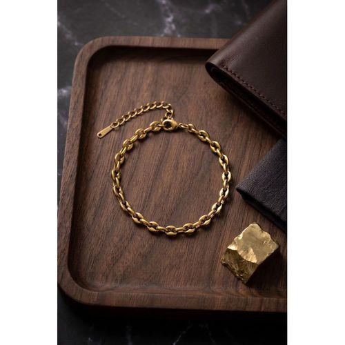 316L Çelik Gold Renk Rolo Zincir Model Erkek Bileklik
