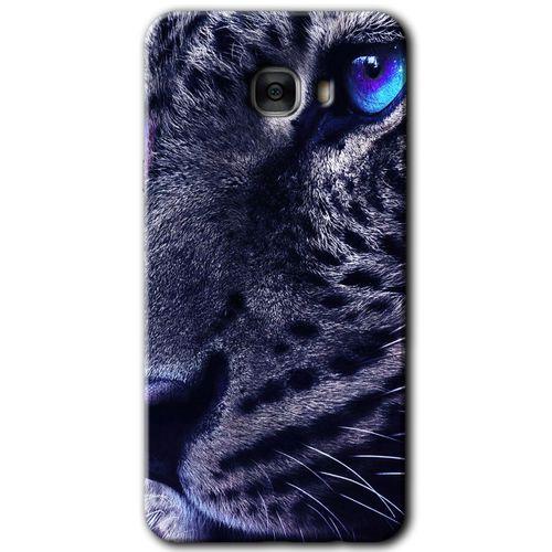 MRCİLETİSİM Samsung Galaxy C7 Pro Kılıf HD Desen Baskılı Arka Kapak + Temperli Cam - Kaplan