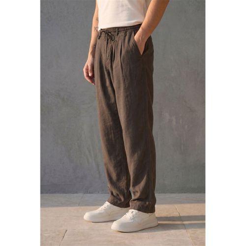 Magnus Tensel Kumaş Relaxed Fit Beli Lastikli Erkek Pantolon - Kahve