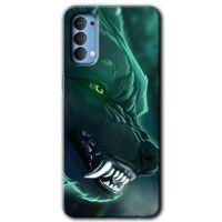 Oppo Reno 4 HD Baskılı Kılıf + 9D Tam Ekran Koruyucu - Yeşil Kurt