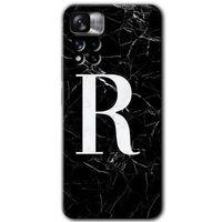 Potkal Hediye Fabrikası Xiaomi Redmi Note 11 Pro Plus 5G Kılıf HD Desen Baskılı Arka Kapak - Siyah Mermer Desenli R Harfi