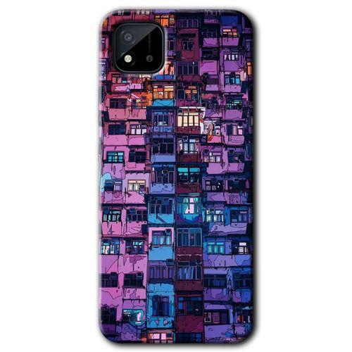 Realme C11 Kılıf HD Desen Baskılı Arka Kapak + Temperli Cam - Şehir Görünümü