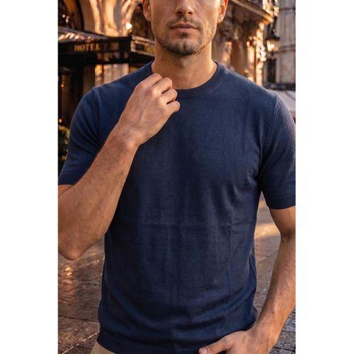 Kwon Bisiklet Yaka Basic Kısa Kollu İnce Triko Erkek T-Shirt - Lacivert